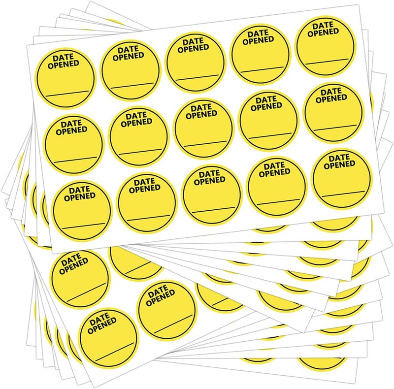 Morbanner Date Opened Stickers Labels, 1 Inch Fluorescent Yellow Medication Instruction Label 600 Pcs - Image 1